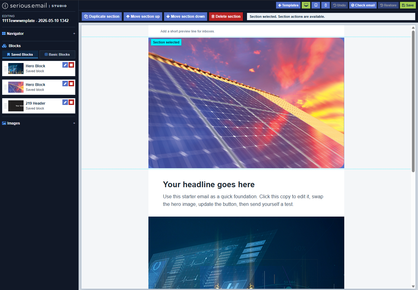 Serious Email Studio editor screenshot
